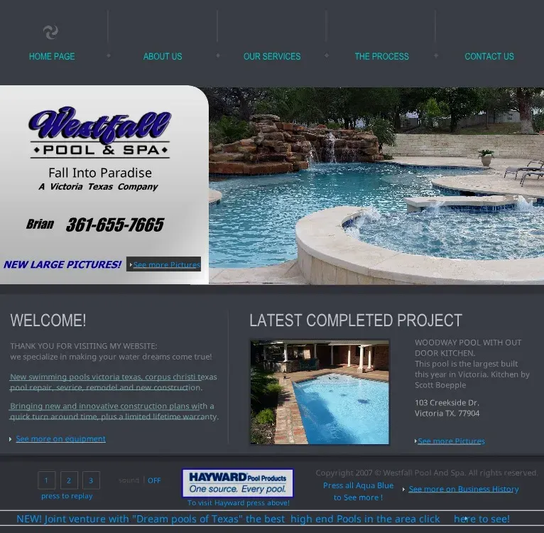 Later Westfall Pool and Spa Flash website with project photos